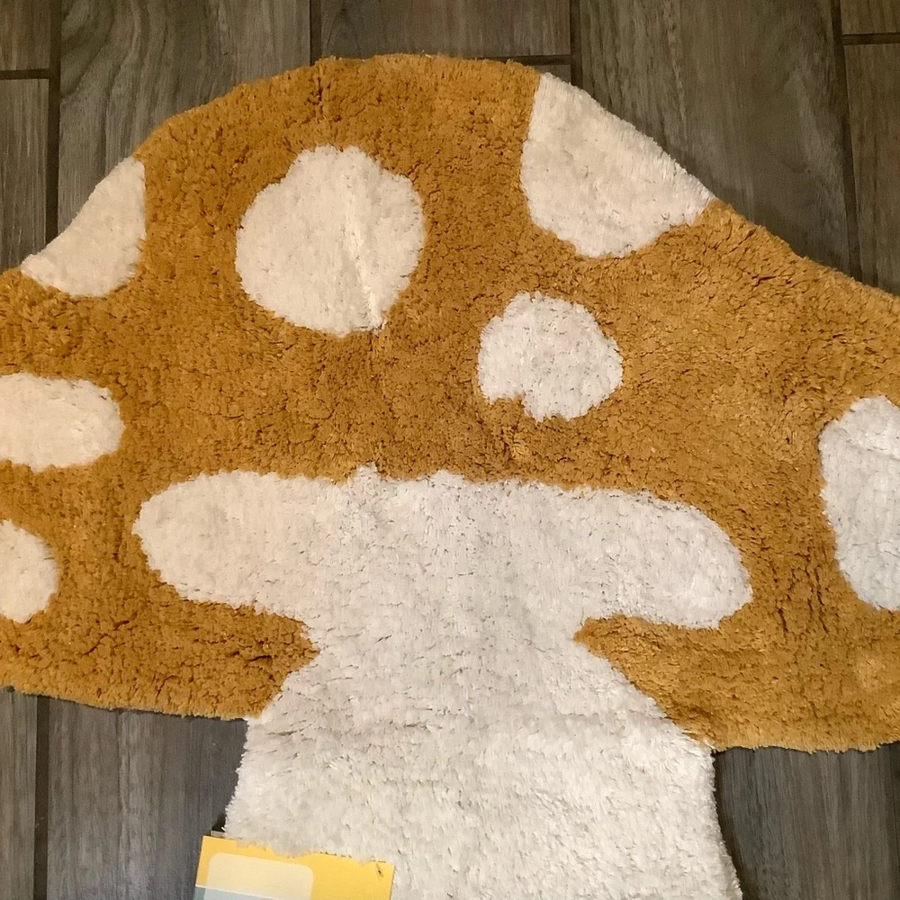 Good Vibes Only Yellow Mushroom Bath Rug